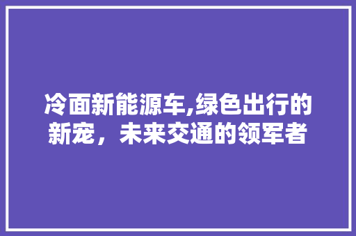 冷面新能源车,绿色出行的新宠，未来交通的领军者