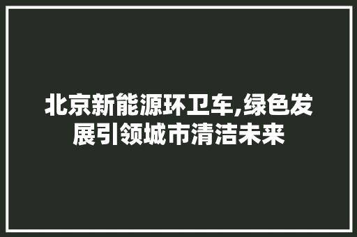 北京新能源环卫车,绿色发展引领城市清洁未来