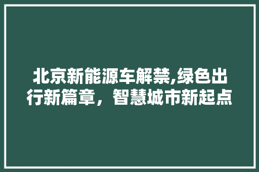 北京新能源车解禁,绿色出行新篇章，智慧城市新起点