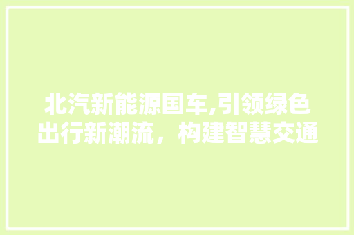 北汽新能源国车,引领绿色出行新潮流，构建智慧交通未来