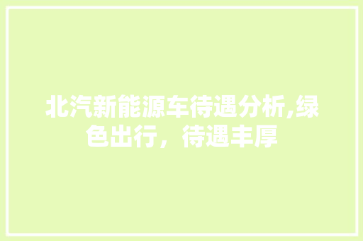 北汽新能源车待遇分析,绿色出行，待遇丰厚
