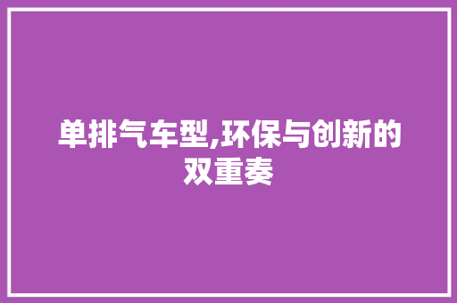单排气车型,环保与创新的双重奏