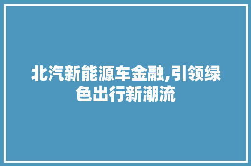 北汽新能源车金融,引领绿色出行新潮流