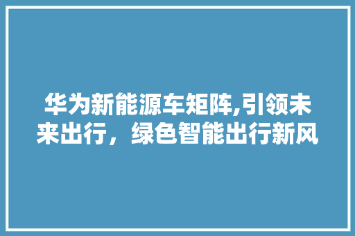 华为新能源车矩阵,引领未来出行，绿色智能出行新风尚