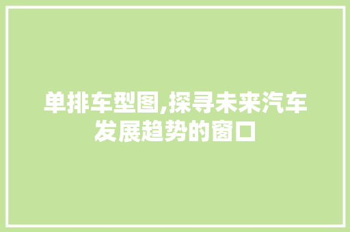 单排车型图,探寻未来汽车发展趋势的窗口