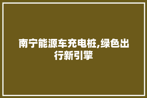南宁能源车充电桩,绿色出行新引擎