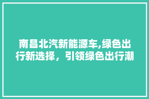 南昌北汽新能源车,绿色出行新选择，引领绿色出行潮流