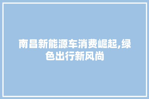 南昌新能源车消费崛起,绿色出行新风尚