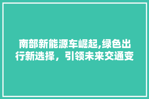 南部新能源车崛起,绿色出行新选择，引领未来交通变革