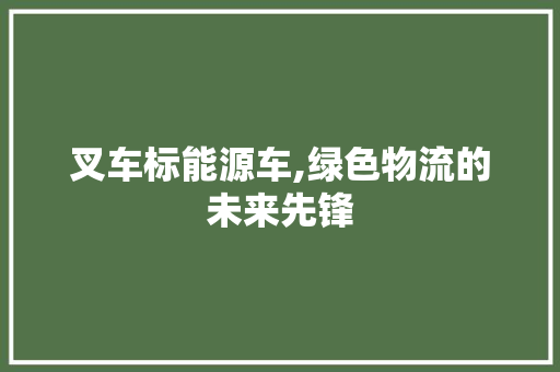 叉车标能源车,绿色物流的未来先锋