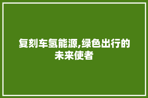 复刻车氢能源,绿色出行的未来使者