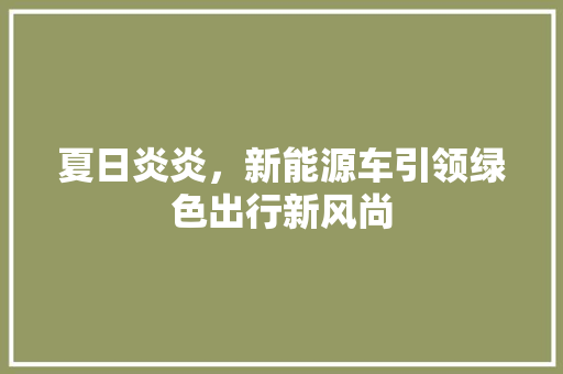 夏日炎炎，新能源车引领绿色出行新风尚