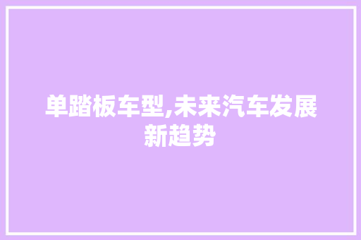 单踏板车型,未来汽车发展新趋势