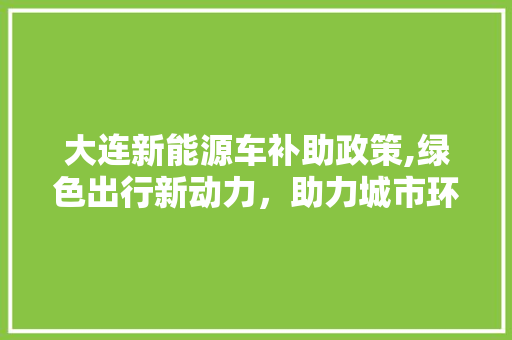 大连新能源车补助政策,绿色出行新动力，助力城市环保升级
