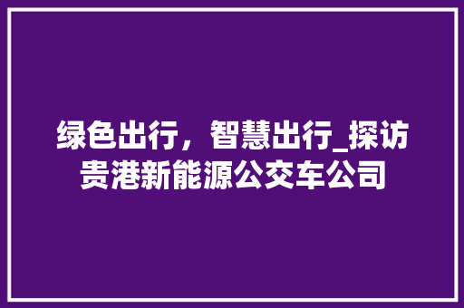 绿色出行，智慧出行_探访贵港新能源公交车公司