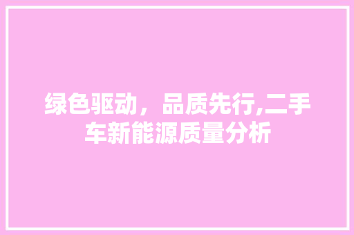 绿色驱动，品质先行,二手车新能源质量分析