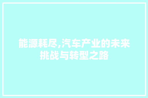 能源耗尽,汽车产业的未来挑战与转型之路