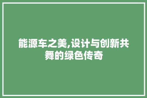 能源车之美,设计与创新共舞的绿色传奇