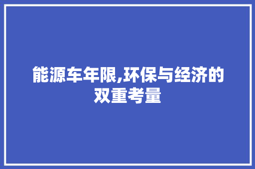 能源车年限,环保与经济的双重考量