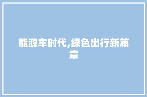 能源车时代,绿色出行新篇章