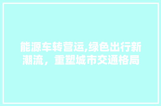 能源车转营运,绿色出行新潮流，重塑城市交通格局