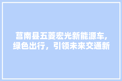 莒南县五菱宏光新能源车,绿色出行，引领未来交通新潮流