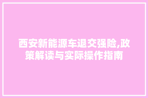 西安新能源车退交强险,政策解读与实际操作指南