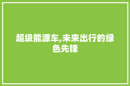 超级能源车,未来出行的绿色先锋
