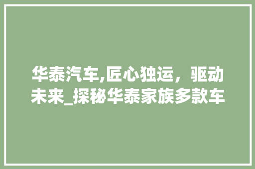 华泰汽车,匠心独运，驱动未来_探秘华泰家族多款车型