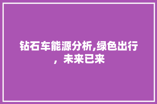 钻石车能源分析,绿色出行，未来已来