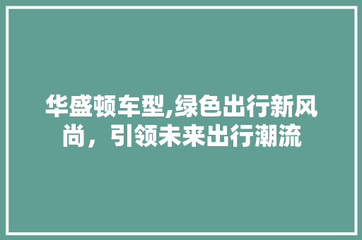 华盛顿车型,绿色出行新风尚，引领未来出行潮流