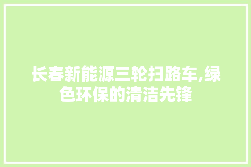 长春新能源三轮扫路车,绿色环保的清洁先锋