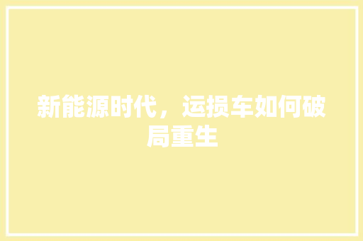 新能源时代，运损车如何破局重生