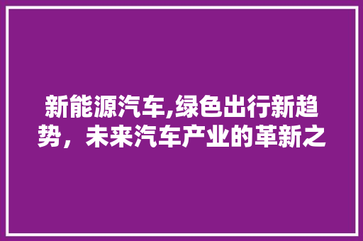 新能源汽车,绿色出行新趋势，未来汽车产业的革新之路