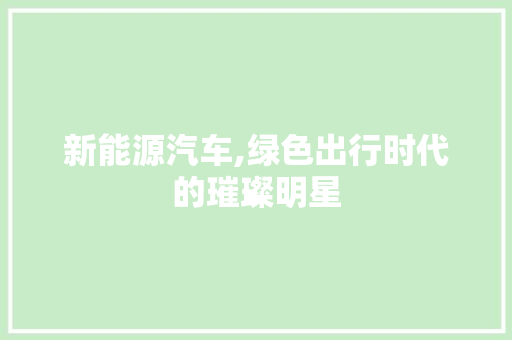 新能源汽车,绿色出行时代的璀璨明星