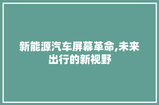 新能源汽车屏幕革命,未来出行的新视野