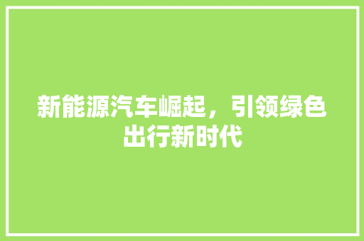 新能源汽车崛起，引领绿色出行新时代