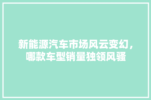 新能源汽车市场风云变幻，哪款车型销量独领风骚