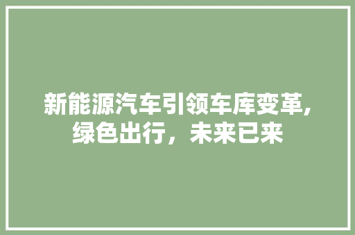 新能源汽车引领车库变革,绿色出行，未来已来