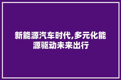 新能源汽车时代,多元化能源驱动未来出行