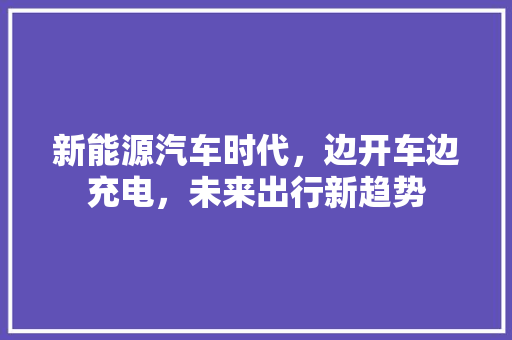 新能源汽车时代，边开车边充电，未来出行新趋势 汽车配件