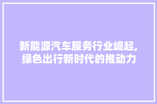新能源汽车服务行业崛起,绿色出行新时代的推动力