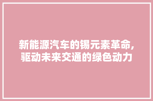 新能源汽车的锡元素革命,驱动未来交通的绿色动力