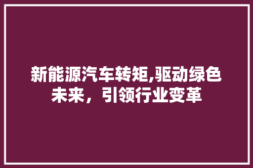 新能源汽车转矩,驱动绿色未来，引领行业变革