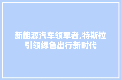 新能源汽车领军者,特斯拉引领绿色出行新时代