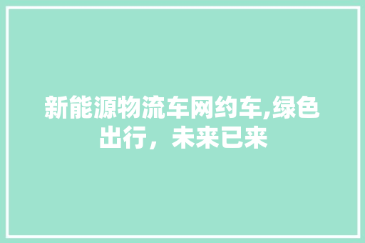 新能源物流车网约车,绿色出行，未来已来 车身配件