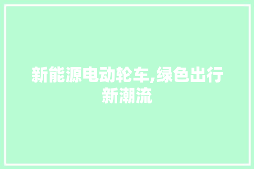 新能源电动轮车,绿色出行新潮流