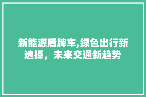 新能源盾牌车,绿色出行新选择，未来交通新趋势