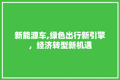 新能源车,绿色出行新引擎，经济转型新机遇