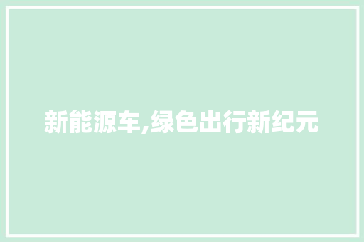 新能源车,绿色出行新纪元